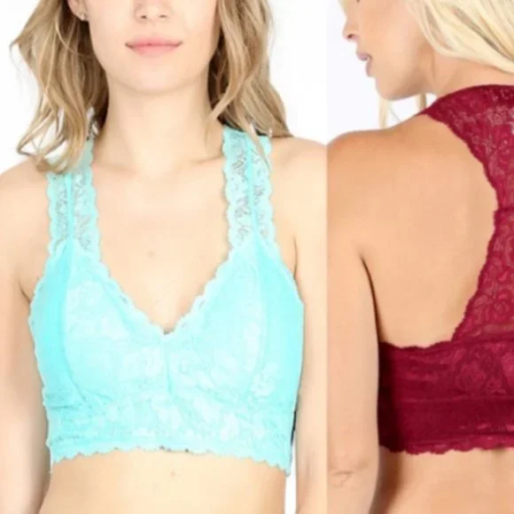 Zenana Outfitters Padded Lace Bralette Bra Hourglass Back Size XL Champagne NWT - Picture 1 of 2